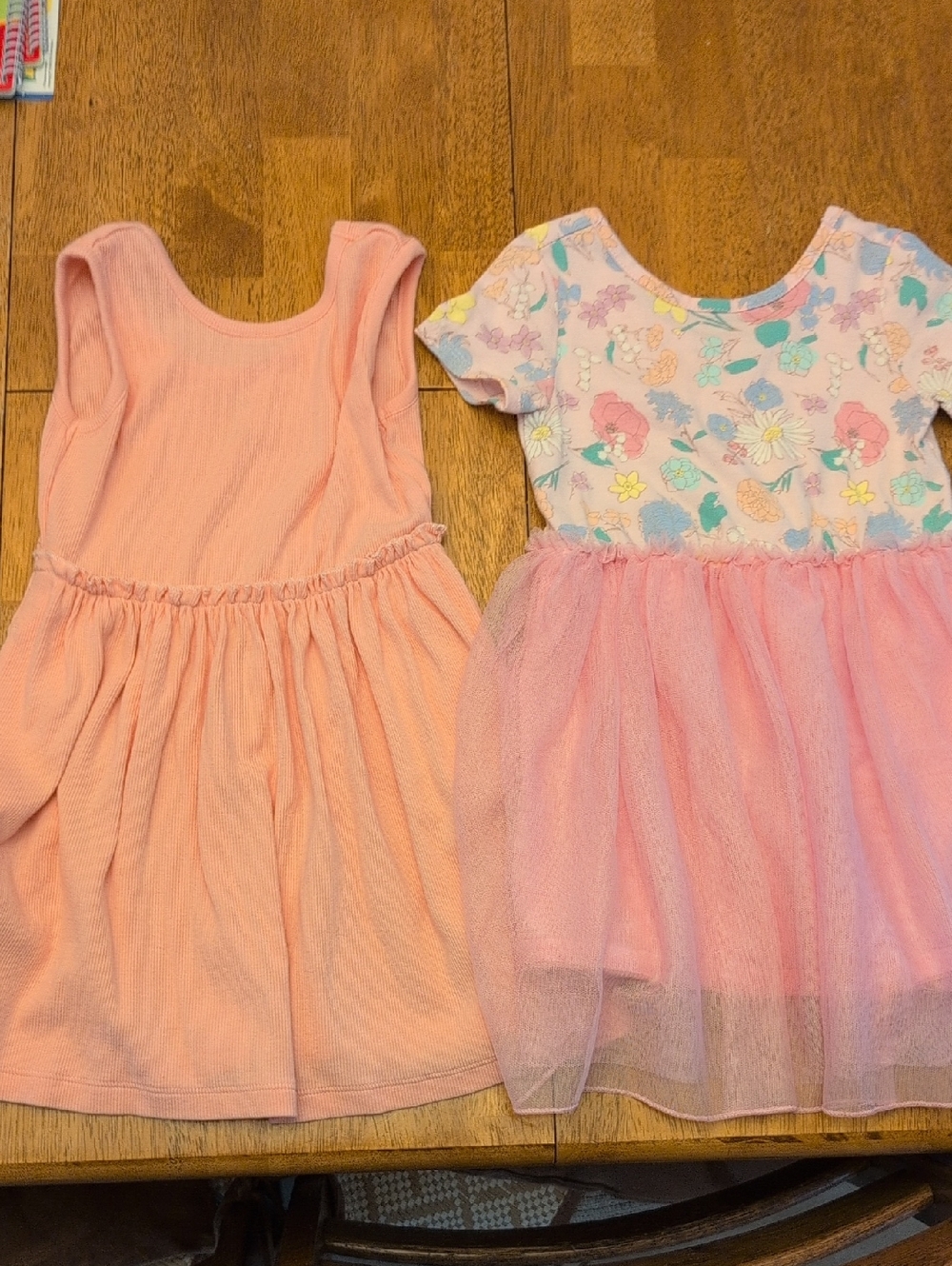 Girls' Pink Tulle Skirt Dress with Floral Bodice -